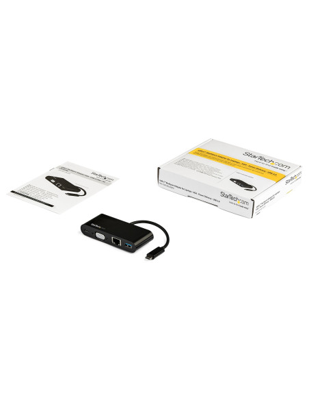 StarTech.com Adattatore Multiporta USB-C a VGA - Ricarica via Power Delivery (60W) - USB 3.0 - Gbe - Adattatore USB-C per Mac, W