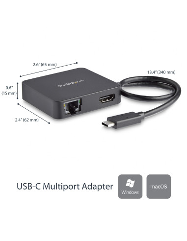 StarTech.com Adattatore Multiporta USB-C per Portatili - 4k HDMI - GbE - USB Tipo C - USB-A