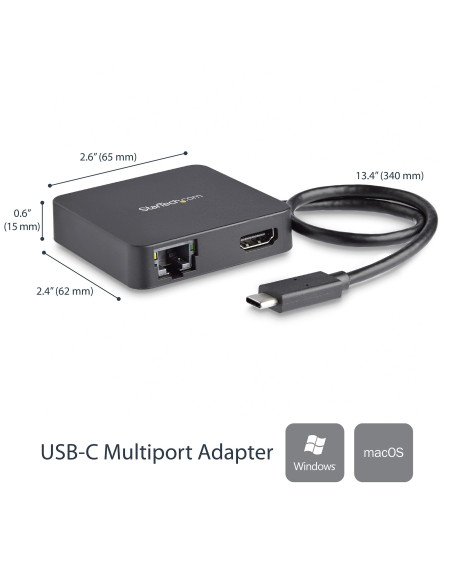 StarTech.com Adattatore Multiporta USB-C per Portatili - 4k HDMI - GbE - USB Tipo C - USB-A
