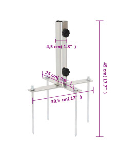 Base per Ombrellone con Picchetti per Ø32-48 Argento in Acciaio