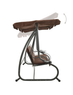 Panchina a Dondolo da Giardino con Baldacchino Caffè