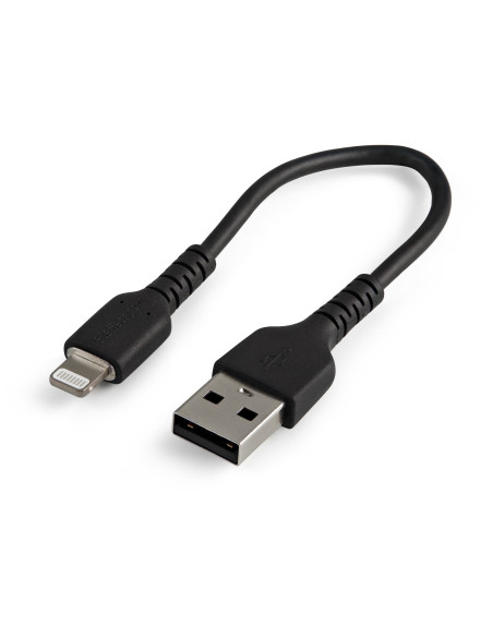 StarTech.com Cavo da USB-A a Lightning da 15cm nero - Robusto e resistente cavo di alimentazione/sincronizzazione in fibra arami