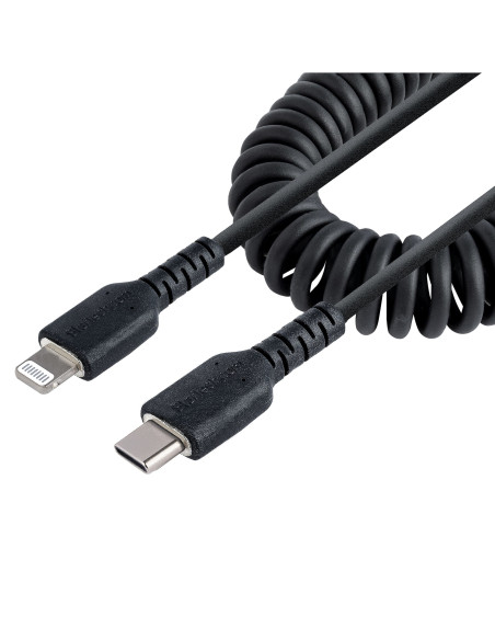 StarTech.com Cavo USB-C a Lightning da 50 cm Certificato MFi, Cavetto iPhone Spiralato di Ricarica/Alimentazione, Resistente Cav