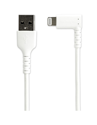 StarTech.com Cavo da USB-A a Lightening da 2m durevole - bianco ad angolo retto a 90&deg in fibra aramidica - Robusto e resisten