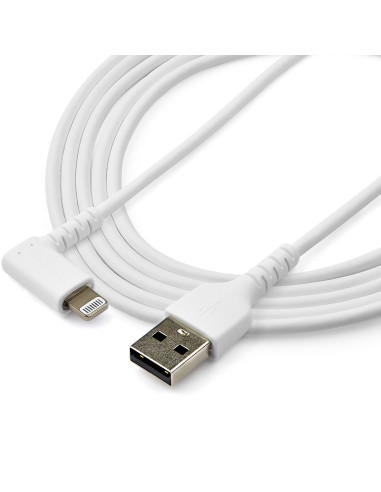 StarTech.com Cavo da USB-A a Lightening da 2m durevole - bianco ad angolo retto a 90&deg in fibra aramidica - Robusto e resisten