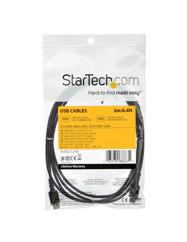 StarTech.com Cavo di Ricarica USB-C da 2m - Resistente Cavetto USB-C di Ricarica Veloce e Sync da USB 2.0 a USB Type C 60W - Riv