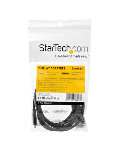 StarTech.com Cavo adattatore da USB C a DisplayPort 1.2 da 2m - Cavo video bidirezionale da DP a USB-C o USB-C a DP 4K 60Hz - HB
