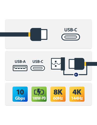 StarTech.com Cavo USB-C da 1 m con adattatore Dongle USB-A - Cavo ibrido 2-in-1 USB tipo C con USB-A - Da USB-C a USB-C (10Gbps/