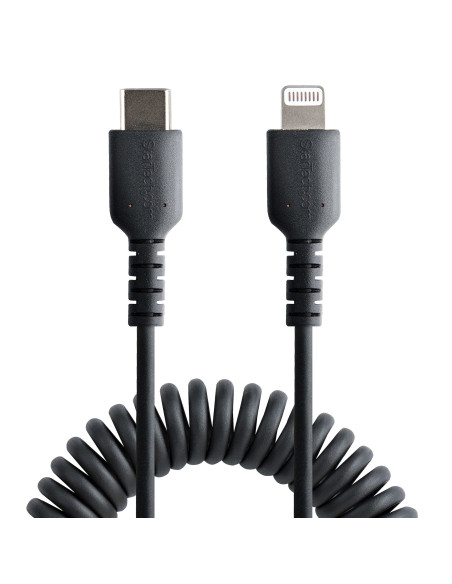 StarTech.com Cavo USB-C a Lightning da 50 cm Certificato MFi, Cavetto iPhone Spiralato di Ricarica/Alimentazione, Resistente Cav