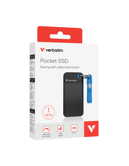 Verbatim Pocket SSD 1 TB USB tipo-C 3.2 Gen 2 (3.1 Gen 2) Nero, Blu