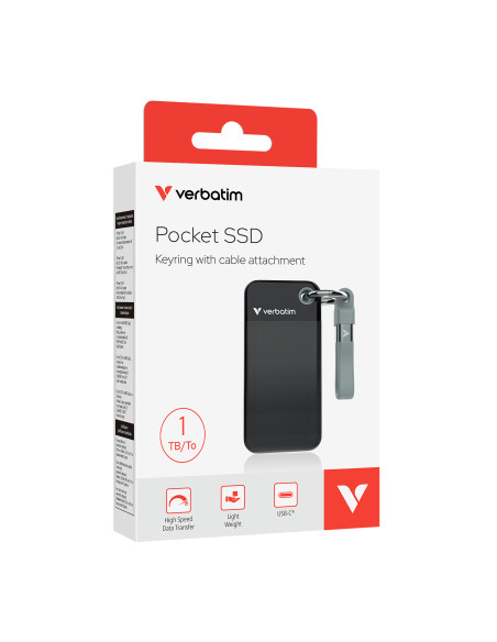 Verbatim Pocket SSD 1 TB USB tipo-C 3.2 Gen 2 (3.1 Gen 2) Nero, Grigio