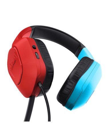 Trust GXT 416S Zirox Auricolare Cablato A Padiglione Gaming Nero, Ciano, Rosso