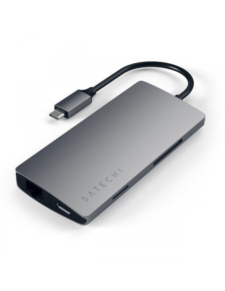 HUB DOCK TYPE C MULTIPORT 4K SPG V2 GIGABIT-SD-MICROSD-3USB-USBC SATECH