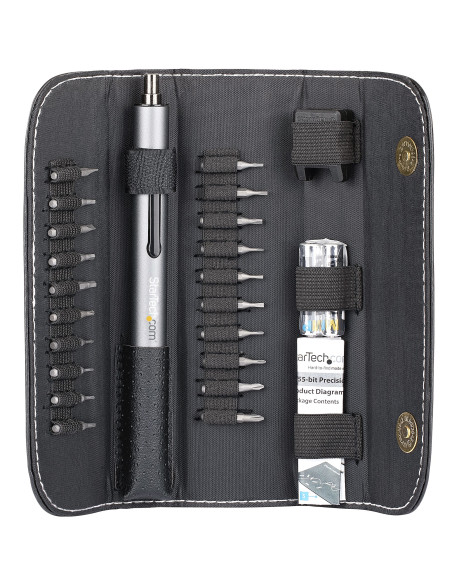 StarTech.com Set di cacciavite elettrico di precisione a 20 punte - Kit di cacciaviti a batteria portatile/mini per riparazioni 