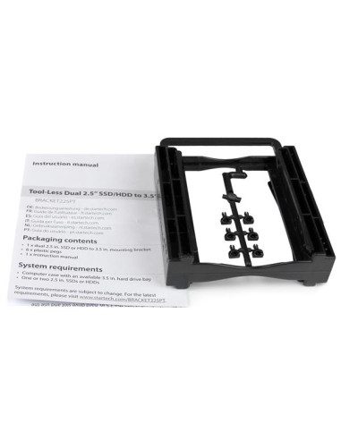 StarTech.com Staffa di montaggio Tool-Less per doppio disco duro SSD/HDD da 2,5" per alloggiamento da 3,5"