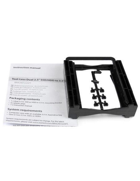 StarTech.com Staffa di montaggio Tool-Less per doppio disco duro SSD/HDD da 2,5" per alloggiamento da 3,5"