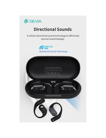 DEVIA AURICOLARI EM406 WIRELESS SENZA INSERIMENTO NELL'ORECCHIO OWS LITE1 BLACK