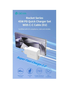 DEVIA CARICA BATTERIE PD 45 WATT CON CAVO DA C A C PER CARICA RAPIDA BIANCO