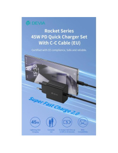 DEVIA CARICA BATTERIE PD 45 WATT CON CAVO DA C A C PER CARICA RAPIDA NERO