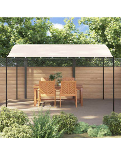 Tettoia Crema 4x3 m 180 g/m² Tessuto e Acciaio 2