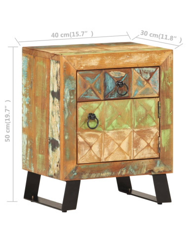 Comodino 40x30x50 cm in Legno Massello di Recupero