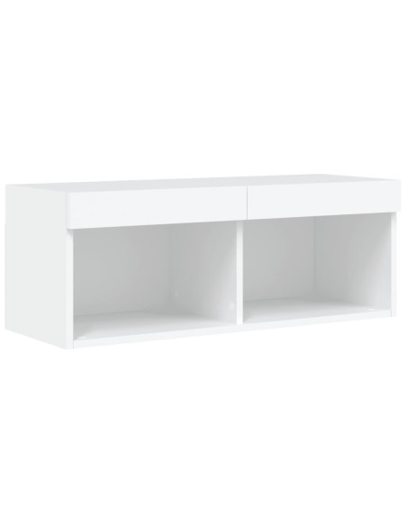 Set Mobili TV a Muro 8 pz con Luci LED Bianco