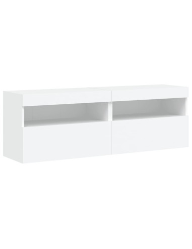 Set Mobili TV a Muro 8 pz con Luci LED Bianco