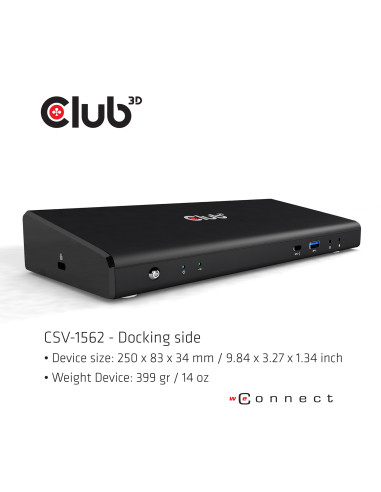 CLUB3D CSV-1562 replicatore di porte e docking station per laptop USB 3.2 Gen 1 (3.1 Gen 1) Type-C Nero