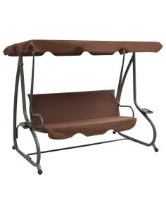 Panchina a Dondolo da Giardino con Baldacchino Caffè 2