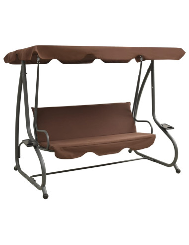 Panchina a Dondolo da Giardino con Baldacchino Caffè