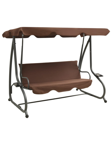 Panchina a Dondolo da Giardino con Baldacchino Caffè