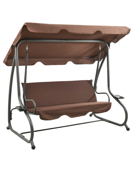 Panchina a Dondolo da Giardino con Baldacchino Caffè