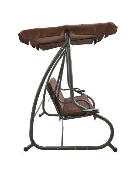 Panchina a Dondolo da Giardino con Baldacchino Caffè