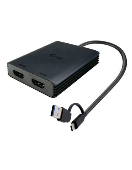 i-tec USB-A/USB-C Dual 4K/60 Hz HDMI Video Adapter