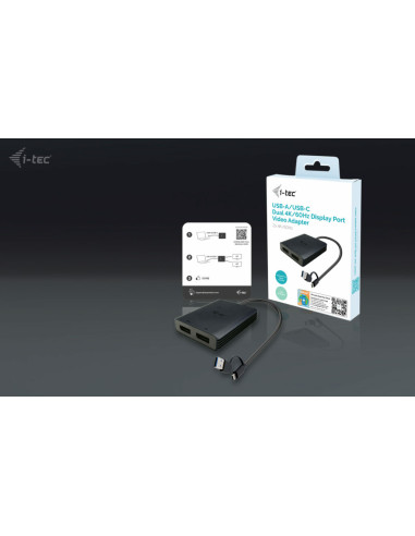 i-tec USB-A/USB-C Dual 4K/60 Hz DisplayPort Video Adapter