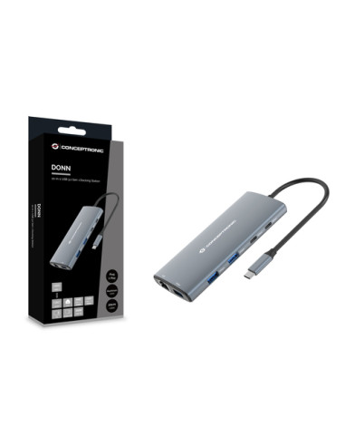 Conceptronic DONN06G replicatore di porte e docking station per laptop Cablato USB 3.2 Gen 1 (3.1 Gen 1) Type-C Grigio
