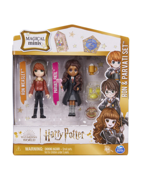 Wizarding World | Set Amicizia con personaggi Ron Weasley e Calì Patil | Bambole da 7.5cm | 2 accessori | Giocattoli per bambin