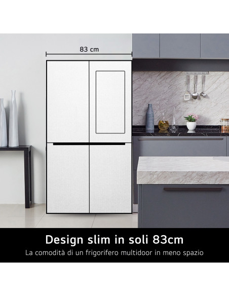 LG InstaView GMV860EPDE Frigorifero Multidoor Slim, Classe E, 530L, Wi-Fi, Linear Cooling, Essence Matte Black