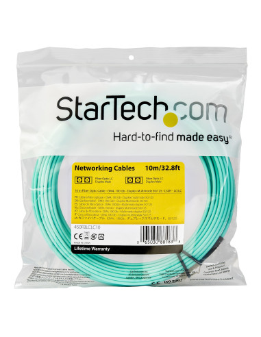 StarTech.com Cavo in fibra ottica multimodale da LC/UPC a LC/UPC OM4 da 10 m - Fibra LOMMF/VCSEL Zipcord da 50/125 µm, Reti 100
