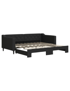 Divano Letto con Letto Estraibile Nero 90x190 cm in Tessuto 2