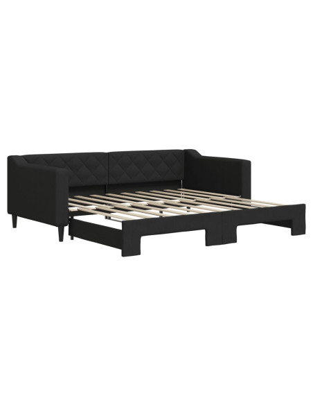 Divano Letto con Letto Estraibile Nero 90x190 cm in Tessuto