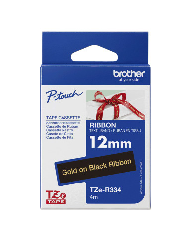 Brother TZE-R334 nastro per etichettatrice Oro su nero
