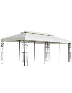 Gazebo con Tetto Doppio Bianco 6x3 m in Acciaio