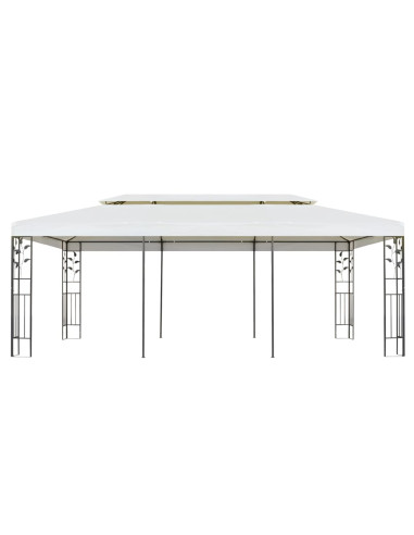 Gazebo con Tetto Doppio Bianco 6x3 m in Acciaio