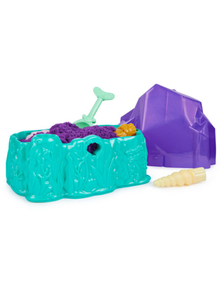 Kinetic Sand , Playset il Cristallo della Sirenetta, Sabbia Colorata, Sabbia Cinetica 481 g, Accessori per Scavare e Scoprire, G