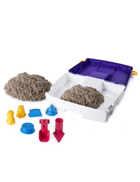 Kinetic Sand Valigetta Sempre con Te Sabbia cinetica 900gr Sabbia magica Sabbia colorata marrone 5 formine e 2 accessori Giocatt