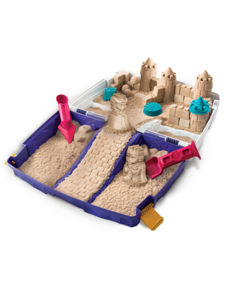 Kinetic Sand Valigetta Sempre con Te Sabbia cinetica 900gr Sabbia magica Sabbia colorata marrone 5 formine e 2 accessori Giocatt