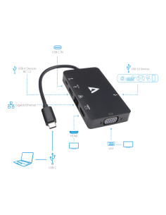 V7 V7UC-U3CRJ45HDVG-BLK adattatore grafico USB 3840 x 2160 Pixel Nero