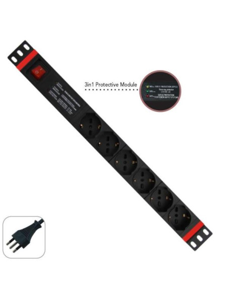 MULTIPRESA 1U 6 PRESE UNIVERSALI