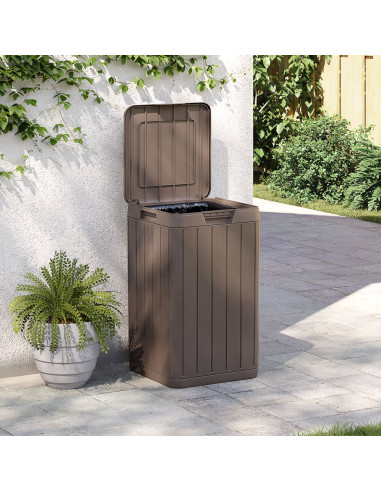 Cestino per Rifiuti da Esterno Marrone 38x38x65 cm in PP